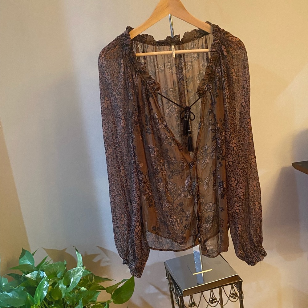 Free People Hendrix Floral Sheer Top